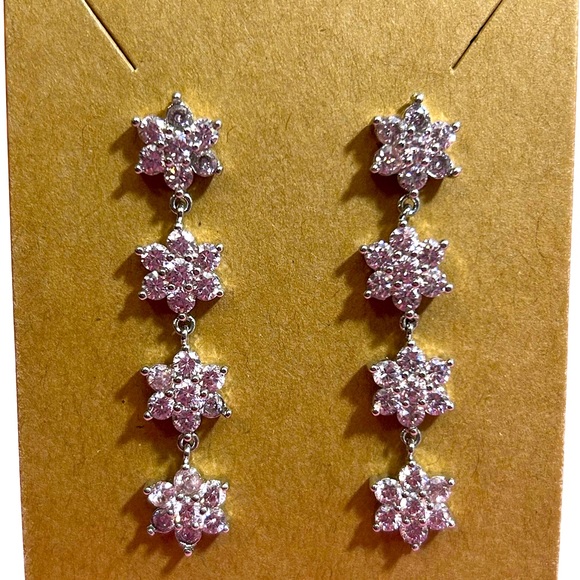 Dangly Rose Quartz Earrings - Picture 3 of 4